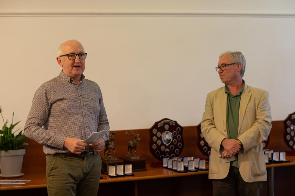 Liam O'Dwyer (left) chairperson of Celbridge Community Council opening the exhibition